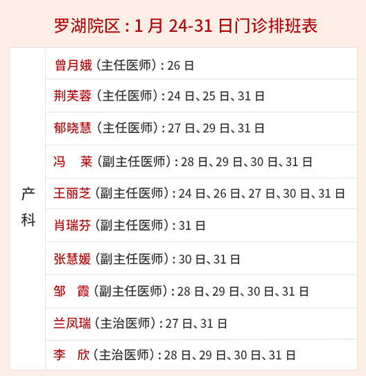 医生春节排班